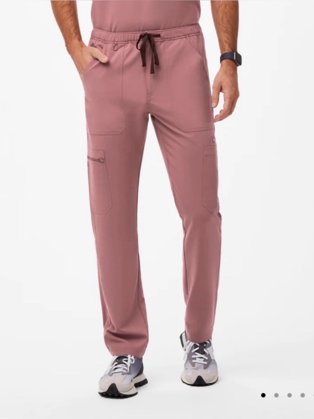 Figs Men’s Cairo Cargo Scrub Pants Mauve Medium Short Straight Leg Drawstring